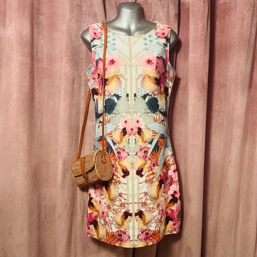 Orchid Kaleidoscope High Neck Structured Dress